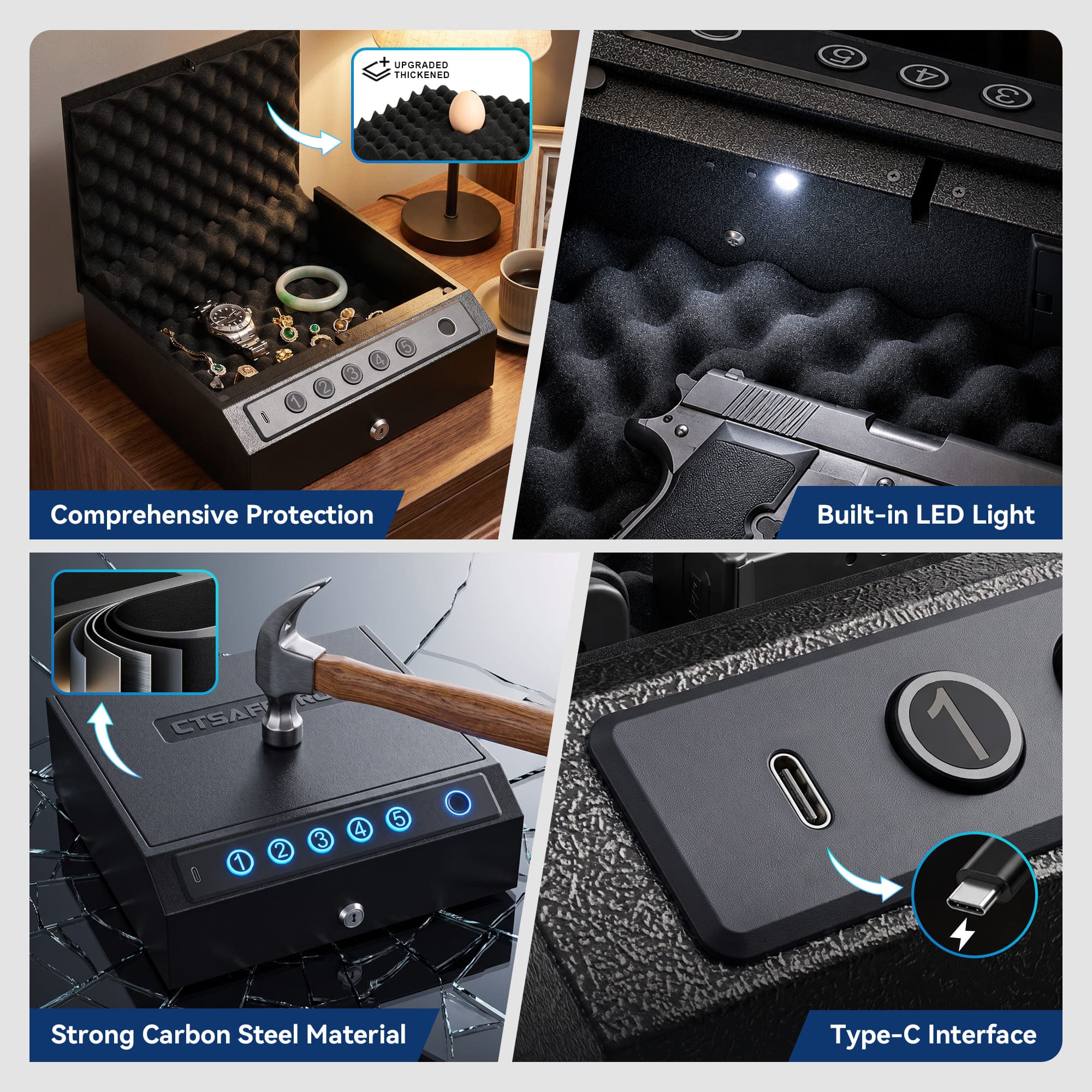 Biometric Quick-Access Safe（Silvery） 2