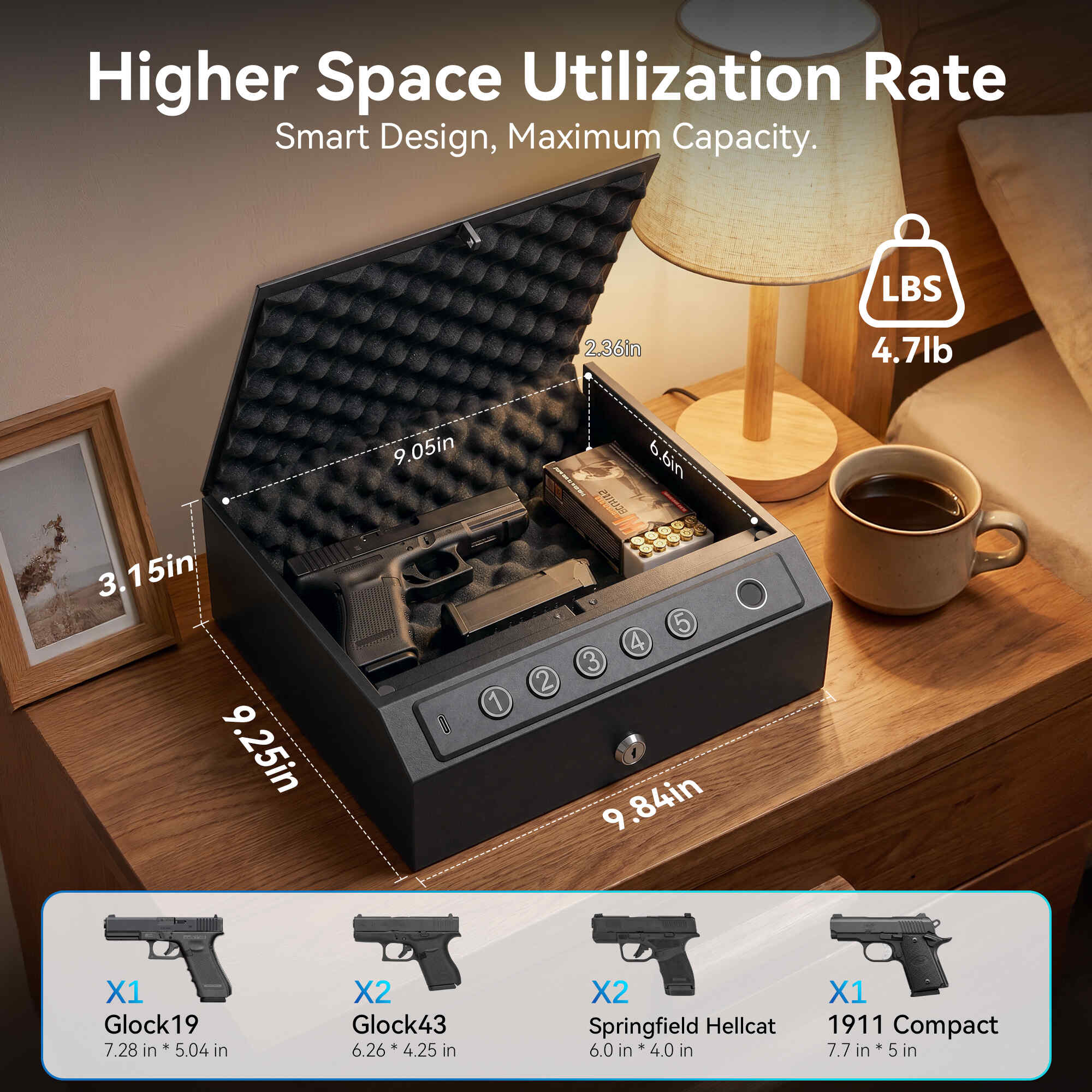 Convenient and Compact Handgun Safe （Black） 3